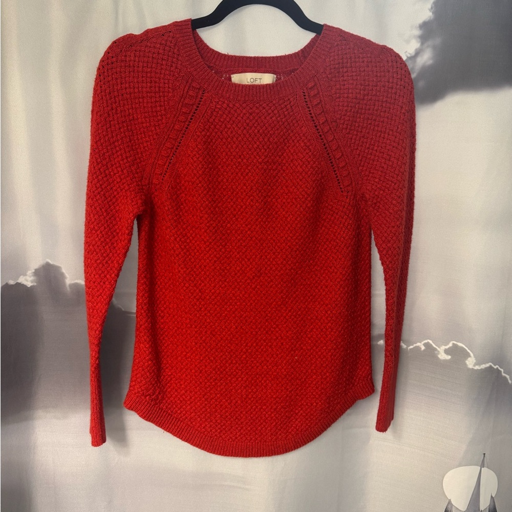 LOFT Vibrant Red Crew Neck Sweater